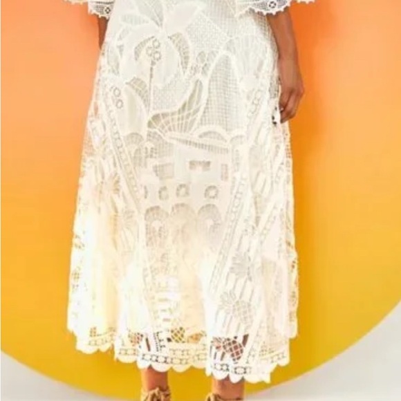 Farm Rio Off White Guipure Lace Maxi Skirt Size Large - Picture 2 of 8